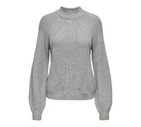 ONLY Onlkatia LS Detail Highneck CC Knt Maglione Lavorato a Maglia, Melange Grigio Medio, S Donna