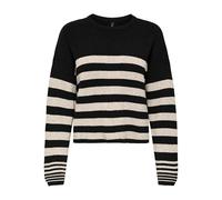 ONLY Onlkatia LS Rib Stripe O-Neck CC Knt da Donna, Nero, XL