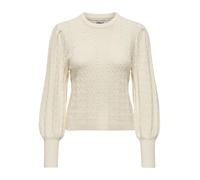 ONLY Onlkatia LS Struct Puff O-Neck CC Knt Maglione Lavorato a Maglia, Bianco e Grigio, L Donna