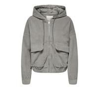 ONLY - Giacca in tessuto a coste grigia con zip e cappuccio-Grigio 36