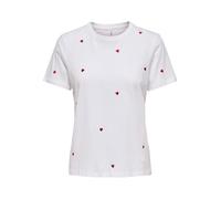 ONLY Onlketty S/S O-Neck Top Box Jrs T-Shirt, Bianco Brillante/AOP: Cuore, M Donna