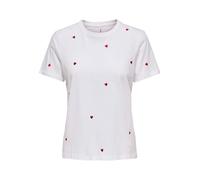 ONLY Onlketty S/S O-Neck Top Box Jrs T-Shirt, Bianco Brillante/AOP: a Cuore, XL Donna