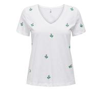 ONLY ONLKETTY S/S V-Neck Top Box Jrs, Bianco Brillante/AOP: Cactus, XS