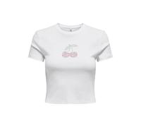 ONLY Onlkira S/S Bling O-Neck Short Top Jrs, Bianco, M Donna