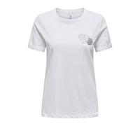 ONLY Onlkita Life Lux Icon S/S Print Top Jrs, Bianco, M