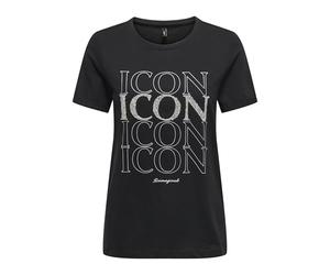 ONLY Onlkita Life Lux Icon S/S Print Top Jrs, Nero, S