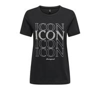 ONLY Onlkita Life Lux Icon S/S Print Top Jrs, Nero, XS