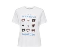 ONLY Onlkita Life Reg S/S Bear Top Box Csjrs T-Shirt, Bianco Brillante/Stampa: Hugs, M Donna