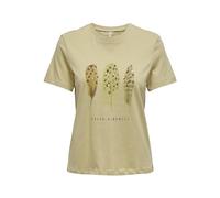 ONLY Onlkita Life Reg S/S Feathers Topbox Jrs T-Shirt, Kaki Pallido/Stampa: Kindness, S Donna