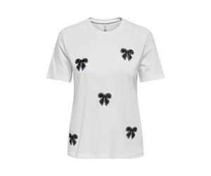 ONLY Onlkita Life Reg S/S Print Top Noos, Bianco, L Donna