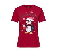 ONLY Onlkita Life Reg S/S Top Box Xmas Jrs - Maglietta da Donna, Urban Red, L