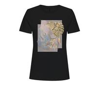 ONLY Onlkita Reg S/S Mix Top Box CS Jrs Ex. T-Shirt, Black/Print:Leaf Love, XS Donna