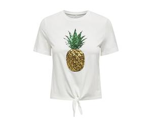 ONLY Onlkita S/S Fruit Knot Top Box Jrs, Bianco, XL