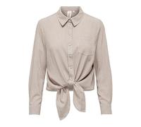 ONLY Onllecey LS Knot-Maglietta Noos Camicia da Donna, Cocco tostato, Strisce: Cloud Dancer, S