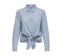 Only ONLLECEY LS Stripe Knot DNM Shirt Noos Camicia da Donna, Cloud Dancer/Stripes:Medium Blue, M