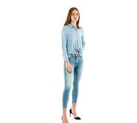 Only ONLLECEY LS Stripe Knot DNM Shirt Noos Camicia da Donna, Cloud Dancer/Stripes:Medium Blue, XS
