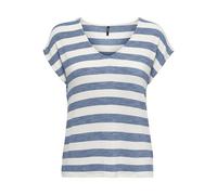 ONLY Onllira Life S/S V-Neck Top Jrs T-Shirt, Infinity/Strisce: Cloud Dancer, XS Donna