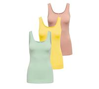 ONLY Onllive Love - Canotta da Donna Noos, Multicolore (1 x Rosa Mista/1 x Schiuma Acqua/1 x Giallo irid), M