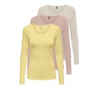 ONLY Onllive Love Life Basic - Maglia da donna a maniche lunghe, 1 x Pineapple Slice, 1 x Rose Smoke, 1 x Birch, XS