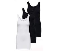 ONLY Onllive Love Long Tank Noos Top da Donna, Bianco/Nero (1 x Bianco/2 x Nero), S