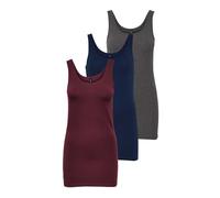 ONLY Onllive Love Long Tank Noos Top da donna, Confezione da 3 (Dark Grey Melange, Pageant Blue, Port Royale), M