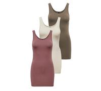 ONLY Onllive Love Long Tank Noos Top da Donna, Rosa/Beige/Marrone (1x Rose Brown, 1x Birch, 1x Noce), XL