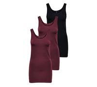 ONLY Onllive Love Long Tank Noos Top da Donna, Rosso/Nero (2 Porte Royale/ 1 Nero), S