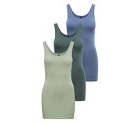 ONLY Onllive Love Long Tank Noos Top da Donna, Verde/Blu (1 X Desert Sage/ 1 X Balsamo Green/1 X China Blue), XXL