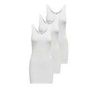 ONLY Onllive Love Long Tank Top 3 Pack CS Jrs Canottiera, Bianco/Confezione: + 2 Bianchi, XS Donna