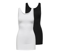 ONLY onlLIVE LOVE NEW LONG TANK TOP 2PK NOOS Canottiera, Donna, Nero (Black Pack:Black And White), 34 (Pacco da 2)