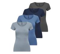 ONLY Onllive Love S/S O-Neck Top JRS Blouse da donna (confezione da 1), Blu (Peacoat/Moonlight Blue/Tradewi/magnete), M