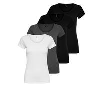 ONLY Onllive Love S/S O-Neck Top JRS Blouse da donna (confezione da 1), Nero (Dark Grey Melange/Black/Black/White), 3XL
