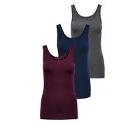 ONLY Onllive Love Tank Noos, Confezione da 3 (Dark Grey Melange, Pageant Blue, Port Royale), L