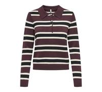 ONLY Onllondon LS Stripe Polo CC Knt, Cioccolato decadente, XS Donna