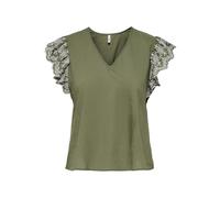 ONLY Onllou Life EMB S/S Frill Top Wvn, Kalamata, XS Donna
