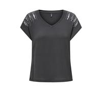 ONLY Onllouisa-Maglietta a Maniche Corte T-Shirt, Fantasma/Dettaglio: Borchie + Sequins (Gunmetal), S Donna