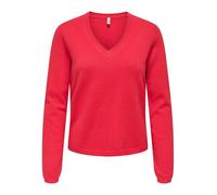 Only – Pullover Onlloyal Life – Scollo a V, manica lunga, a maglia – Rosso (Mars Red) S