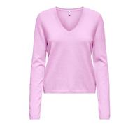 ONLY - Top a maniche lunghe in maglia rosa con scollo a V 42