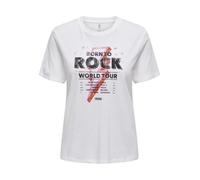 ONLY Onllucia Reg S/S Top Jrs, T-Shirt Donna, Bianco Brillante/Stampa: Sunshine, L