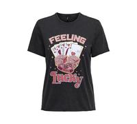 ONLY Onllucy Life Reg S/S Print Top Box Ccjrs, Nero, S