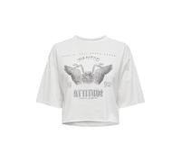 ONLY Onllucy Life S/S Biker Top Box Jrs T-Shirt, Cloud Dancer/Stampa: Rock Dune, S Donna