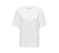 ONLY ONLLUCY Life S/S Bling Top Box Jrs T-Shirt, Bright White/Detail:Rhinestones, M Donna