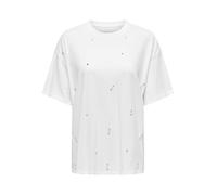 ONLY ONLLUCY Life S/S Bling Top Box Jrs, T-Shirt Donna, Bright White/Detail:Rhinestones,