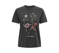 ONLY Onllucy Reg S/S Top Jrs Noos T-Shirt, Nero/Stampa: Flowerchild, S Donna