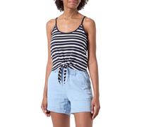 ONLY Onlmay Life S/L Short Knot Top Box Jrs, Night Sky/Stripes: Cloud Dancer (Ella), M Donna
