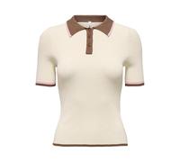 ONLY - Polo in maglia color crema con colletto a contrasto-Bianco 42