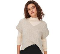 ONLY Onlmelody Vest Knt Noos Maglioncino a Gilet, Farina d'avena/Dettaglio: Melange, S Donna