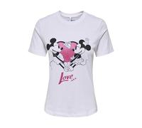 ONLY Onlmickey Life Reg S/S Valentine Top Jrs, Bianco, XS Donna