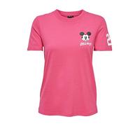 ONLY Onlmickey S/S Sport Top Box Jrs T-Shirt, Rosa flambé/Stampa: Awesome, M (Pacco da 4) Donna
