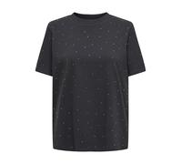 ONLY - T-shirt squadrata antracite con strass-Grigio 36